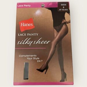 Hanes NWT Lace Panty Silky Sheer 54034 in Jet Black Size S
